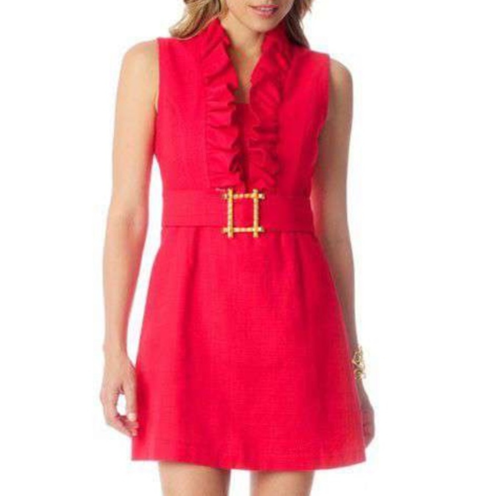 Elizabeth McKay Hot Pink Ruffle Mini Dress